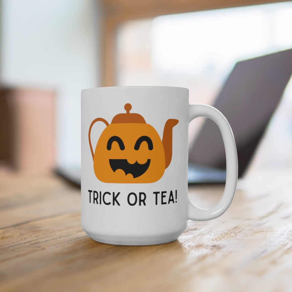 Trick or Tea 15 oz Mug in White